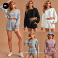 Street Wear Pocketed Womens Two Piece Loosewear Cotton Womens Fashion Sets 2Piece